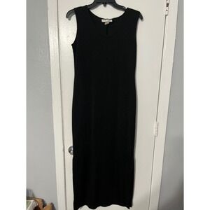 Nicole Studio New York‎ Black Sleeveless Knit Maxi Dress Size 8 Side Slit USA